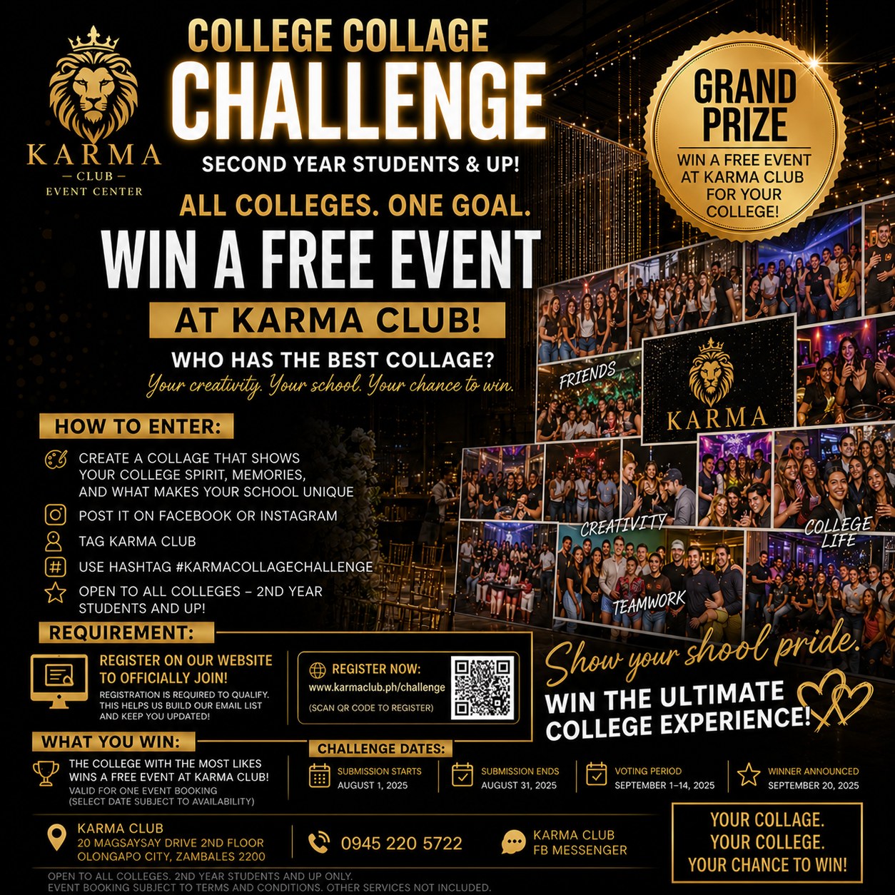 Karma College Collage Challenge flyer