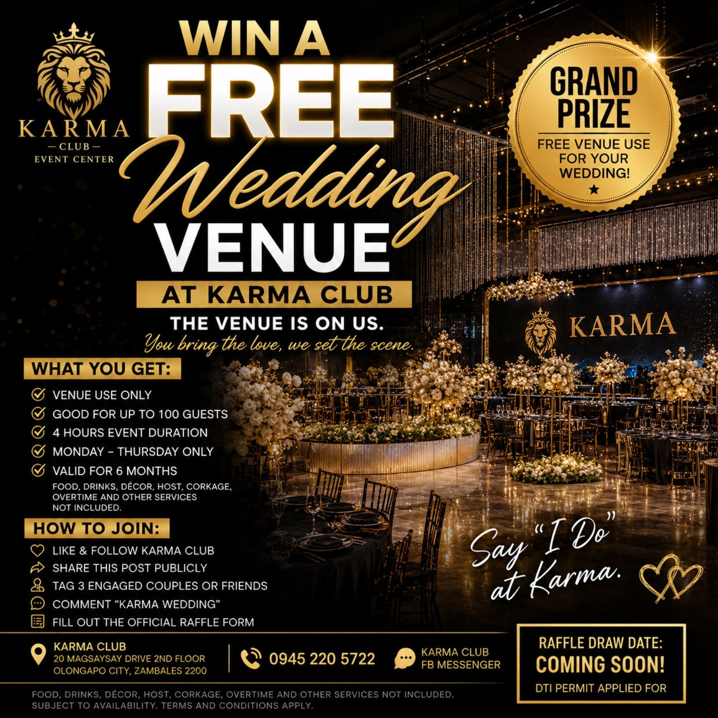 Karma wedding venue raffle flyer